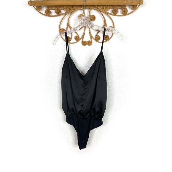 Lulus That Song Black Satin Bodysuit XS - Picture 2 of 6